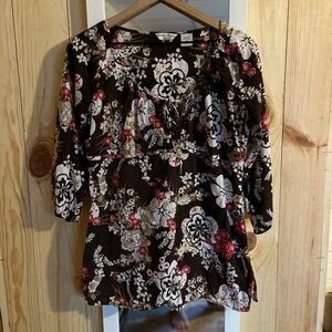 Quizz Again Trends Made In India Brown Floral Blouse